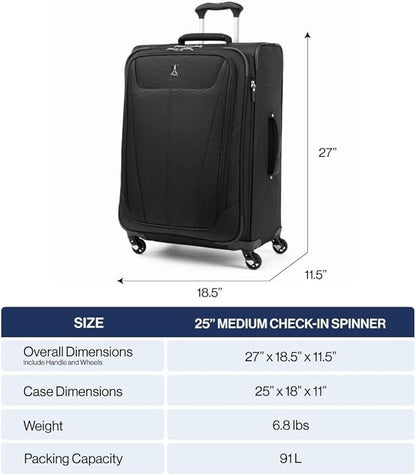 Travelpro Maxlite 5 Softside Expandable Luggage with 4 Spinner Wheels, Lightweight Suitcase, Men and Women, Orchid Pink Purple, Checked-Medium 25-Inch