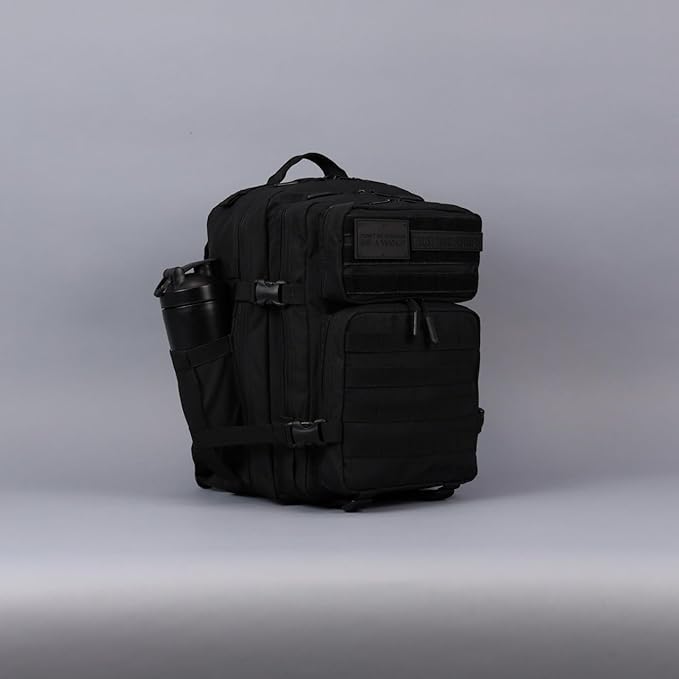WOLFpak 35L Athletic Gym Backpack - Durable 1000D Waterproof Oxford Material with MOLLE Webbing, Laptop Pocket & Dual Cup Holders, Durable Fitness/Travel/Military Daypack (NightShade Edition)