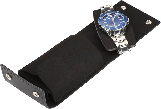 Leather Watch Pouch - Travel Watch Case with Velvet Lining, Protective Storage for Both Men and Women | Christmas Gift for Business Travel and Office Occasions (Single Watch Box)