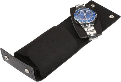 Leather Watch Pouch - Travel Watch Case with Velvet Lining, Protective Storage for Both Men and Women | Christmas Gift for Business Travel and Office Occasions (Single Watch Box)