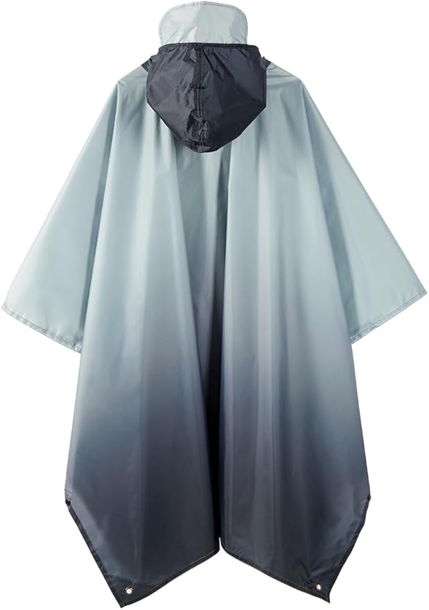 Hooded Rain Poncho for Adult, Waterproof Lightweight Raincoat for Hiking Camping