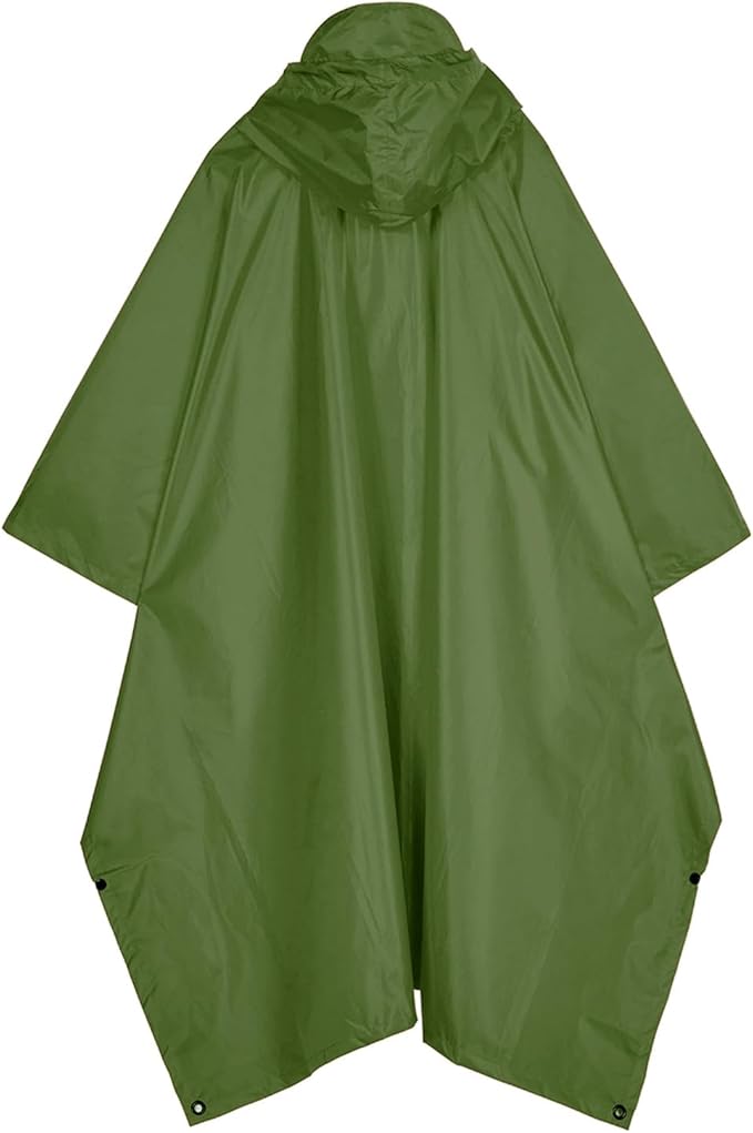 Hooded Rain Poncho for Adult, Waterproof Lightweight Raincoat for Hiking Camping