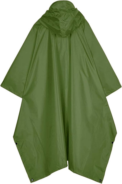 Hooded Rain Poncho for Adult, Waterproof Lightweight Raincoat for Hiking Camping