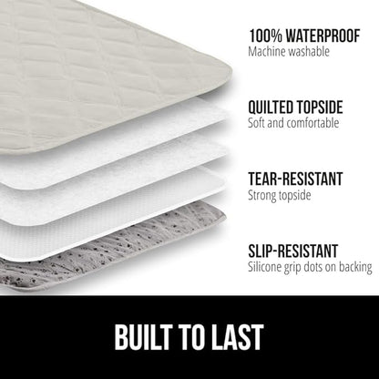 GORILLA GRIP Waterproof Bed Cover for Dogs, 82x52, Gripped Slip Resistant Backing, Leak Proof Washable Dog Blanket Covers Sofa, Couch, Sectional, Crate, Car, RV Seats, Pet Puppy Essentials Light Taupe