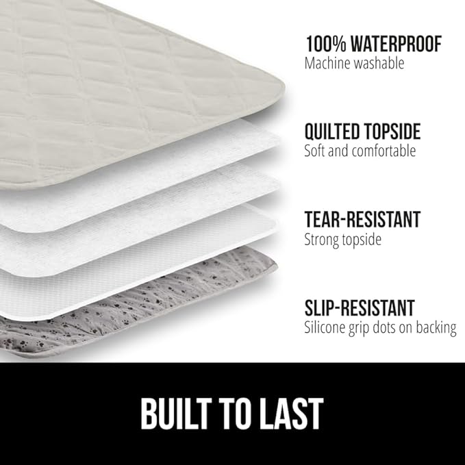 GORILLA GRIP Waterproof Couch Cover for Dogs, Gripped Slip Resistant Backing, Leak Proof Washable Dog Blanket Covers Sofa, Bed, Sectional, Crate, Car, RV Seats, Pet Puppy Essentials, 50x40 Light Taupe