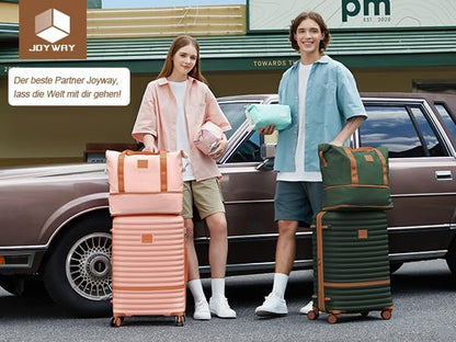 Joyway 24 Inch Checked Luggage, Expandable Suitcase with Spinner Wheel, 3 Piece Hard Shell Luggage Set with TSA Lock(Green)