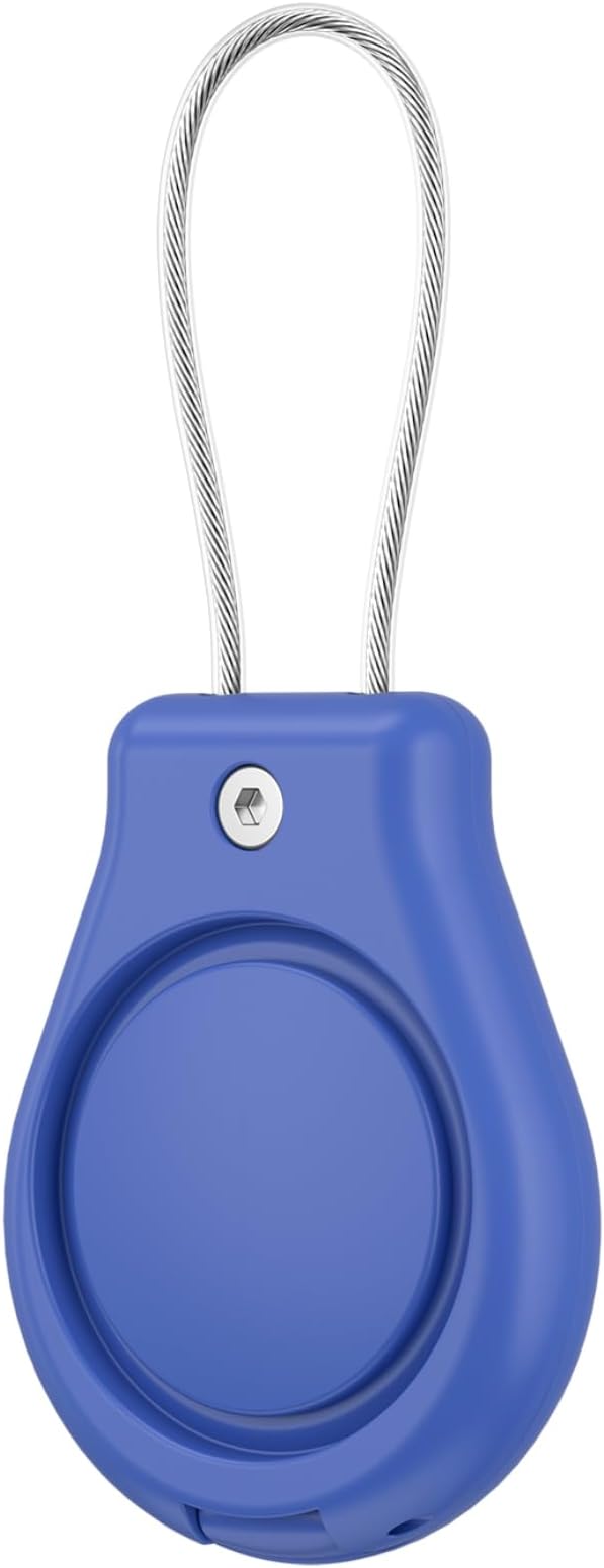 AirTag Holder with Wire Cable Compatible with Apple AirTags, Ultra Durable Anti-Lost Protective Lock Case for Luggage, Key, Backpack (Blue)