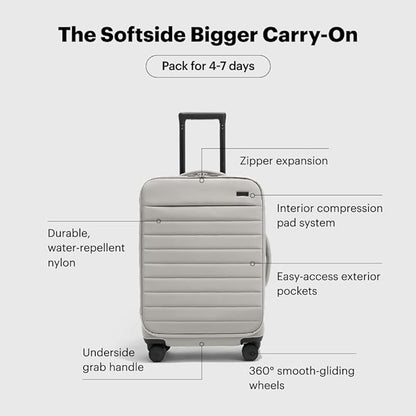 Away Softside Bigger Carry-On Suitcase, 23 Inch Lightweight, Expandable High-Strength Nylon Luggage With Spinner Wheels, Meets Requirements for Most Major Airlines, Cloud Gray