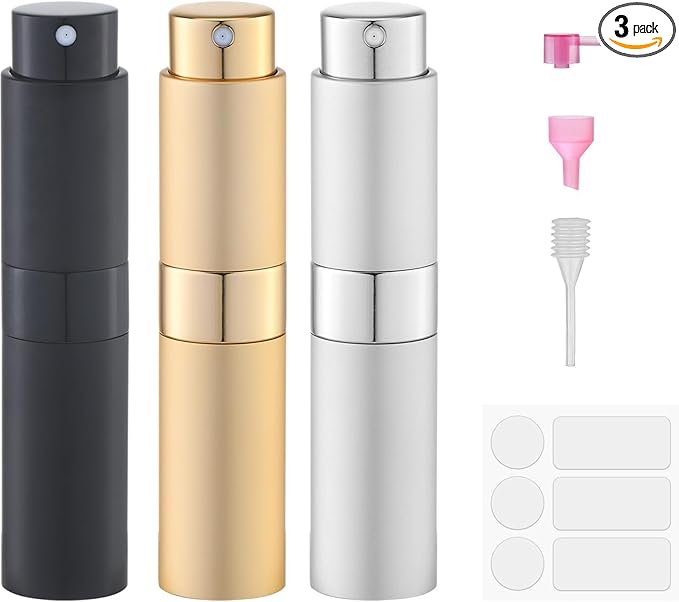 Perfume Atomizer Travel Bottle Refillable: Cologne Sprayer Portable for Men - Mini Spray Empty for Refill - 8ml Small Size Gold