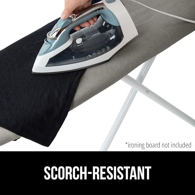 GORILLA GRIP The Original Ironing Board Cover and Pad, Silicone Coating, Thick Scorch Resistant Padding, Heavy Duty Iron Covers Standard Boards, Hook and Loop Fastener Strap, Silver, 18x49