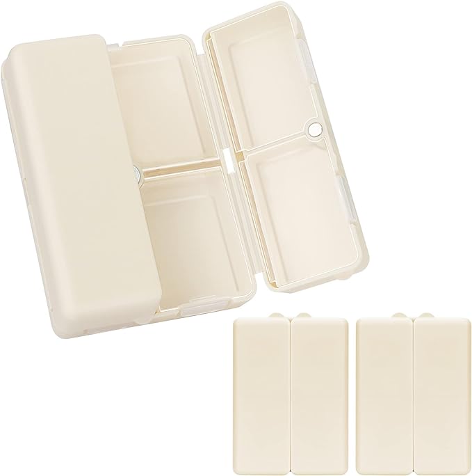 FYY Daily Pill Organizer,2 Pcs 7 Compartments Portable Pill Case Travel Pill Organizer,[Folding Design] Pill Box for Purse Pocket to Hold Vitamins,Cod Liver Oil,Supplements and Medication-White