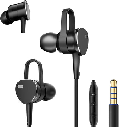 Multi-Purpose In-Ear Wired Headphones Deep Bass - Noise-Canceling Clear Calls, Sports Mode,Wired Earbuds with Mic Noise Reduction Compatible with iPhone 17 16 15, Android, Tablets (USB C+3.5MM plug)