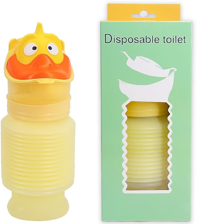 Pee Bottles for Kids Boys Men Women, Adjustable Emergency Urinal 750ml, Portable Leakproof Pocket Toilet for Car, Travel Urinals, Collapsible Urinals Mini Mobile Toilet Potty,1 PCS(Yellow)