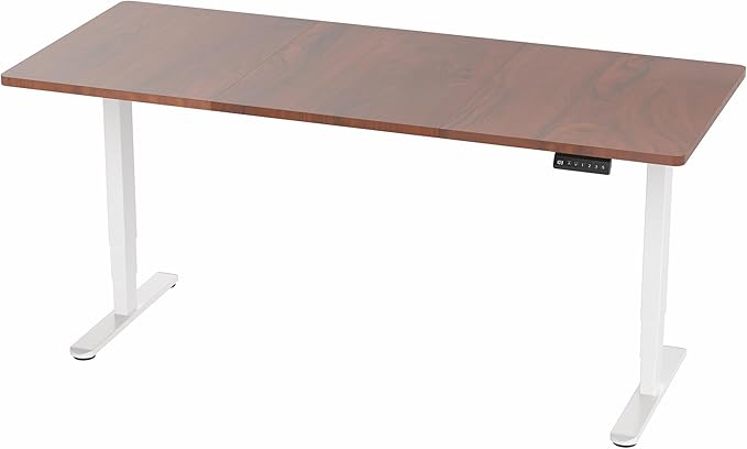 VIVO Electric 71 x 30 in Dual Motor Sit Stand Desk, Memory Height Adjustment, 2B Series, Dark Walnut Top White Frame, DESK-KIT-2W7D