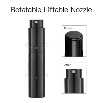 LISAPACK 8ML Atomizer Perfume Spray Bottle for Travel, Empty Refillable Cologne Dispenser, Portable Sprayer for Men and Women (Gloss Black)