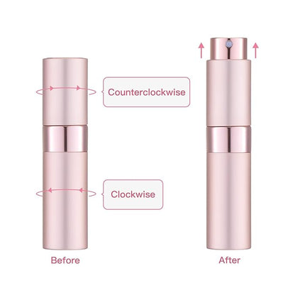 Tekson 8ml Travel Perfume Atomizer Refillable, Mini Cologne Spray Bottle Empty, Small Aftershave Portable Sprayer for Liquid Dispenser (Pink&Gold)