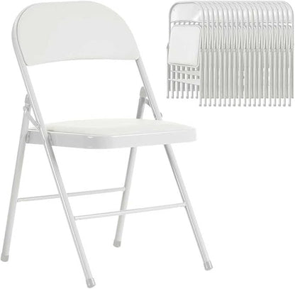 White Folding Chairs 20 Pack with Comfortable Cushion and Back, Portable & Foldable Indoor Outdoor Chairs with Durable Metal Frame for Office/Party/Events/Kitchen/Dinning/Wedding, 330lbs Capacity