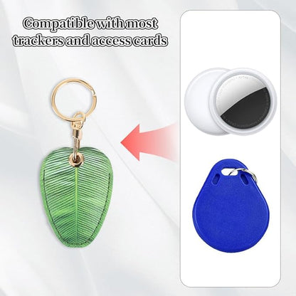 Leather Keychain Case Holder Compatible with Apple AirTag, GPS Airtag Keychain Finder Tracker with Key Ring, Anti-Scratch Protective Air Tag Cover