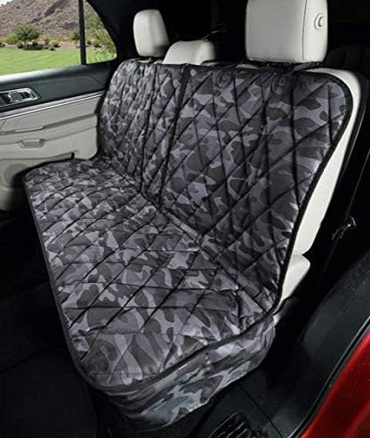 4Knines Dog Seat Cover for Back Seat, Heavy Duty Waterproof Rear Seat Protector for Small Trucks, SUVs, Cars - Fits 60/40 Split Bench with Middle Seat Belt, Non-Slip Dog Backseat Cover (Regular, Camo)