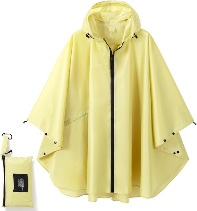 Fashion Hooded Rain Poncho Waterproof Raincoat Jacket with pocket for Women/Men/Adult