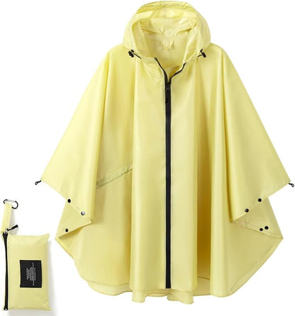 Fashion Hooded Rain Poncho Waterproof Raincoat Jacket with pocket for Women/Men/Adult