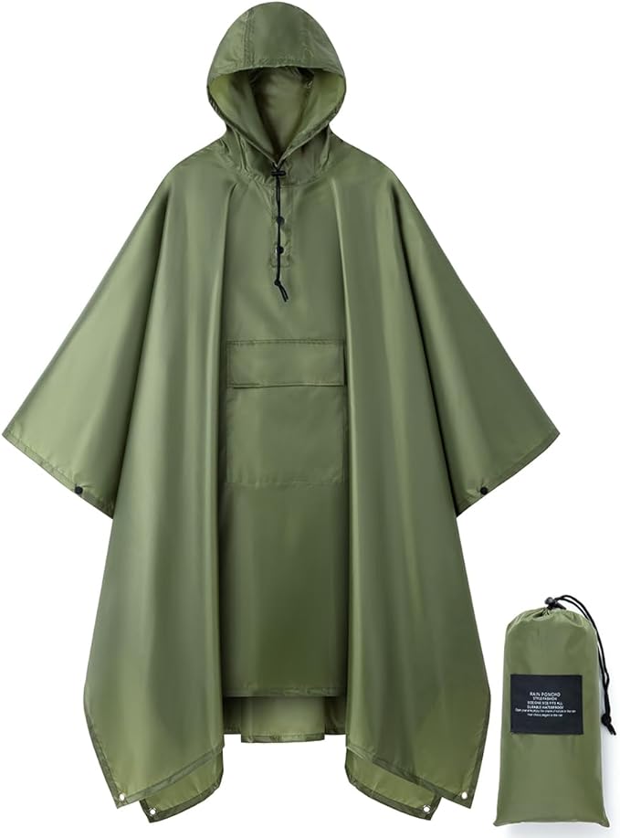 salamra Hooded Rain Poncho Waterproof Raincoat Jacket for Men/Women/Adults with Pocket