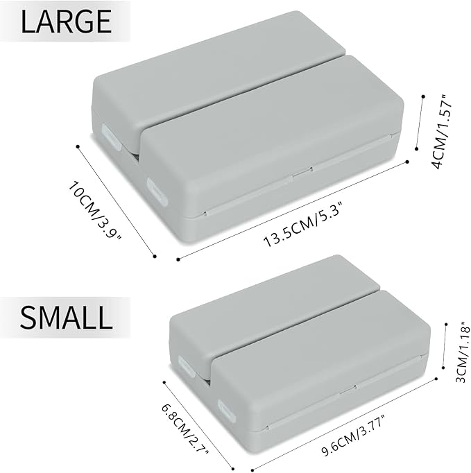 FYY 2 Pcs Daily Pill Organizer, 7 Compartments Portable Pill Case Travel Pill Organizer,[Folding Design] Pill Box for Purse Pocket to Hold Vitamins,Cod Liver Oil,Supplements and Medication-Grey