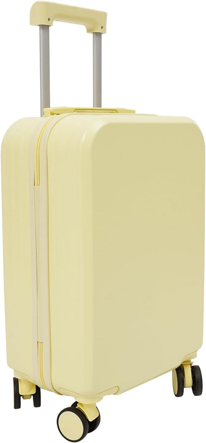20 Inch Carry-On Luggage, Hardshell Suitcase with Wheels & USB Port,Suitcases with Wheels, 20.87x13.39x9.06 Inch Expandable Cabin Suitcase for Air Travel, etc,Light Yellow