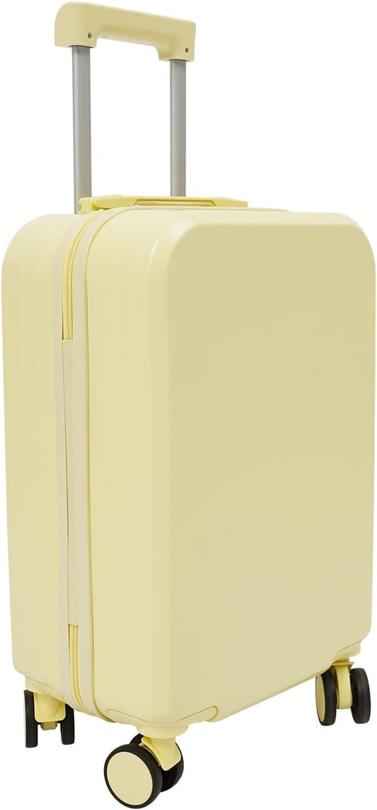 20 Inch Carry-On Luggage, Hardshell Suitcase with Wheels & USB Port,Suitcases with Wheels, 20.87x13.39x9.06 Inch Expandable Cabin Suitcase for Air Travel, etc,Light Yellow