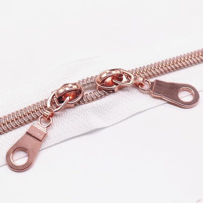 MebuZip 50PCS Rose Gold Pulls for #5 Nylon Coil Zippers Rose Gold Zipper Sliders for Luggages Purses Bags