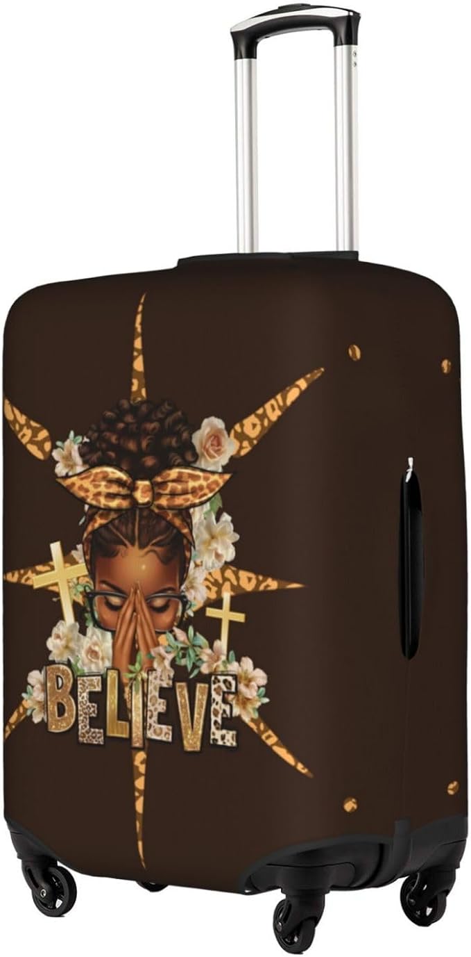 Travel Suitcase Protector African American Girl Elastic Protective Washable Luggage Cover With Concealed Zipper Suitable For 18-32 Inch(L (for 25-28 inch luggage))