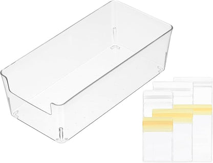 PATIKIL Clear Jewelry Box, Organizer Holder Box with 60 Pcs Portable Anti Tarnish Jewelry Bags, Travel Case for Women Earrings Rings Necklaces, White, Yellow 3 Size