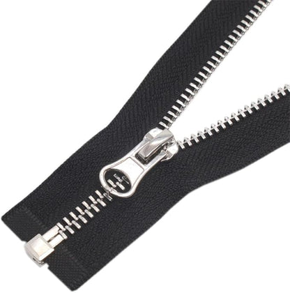 YaHoGa 2PCS #5 27 Inch Silver Separating Jacket Zipper Black Metal Zippers for Jackets Sewing Coats Crafts (27" Silver)