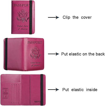 Passport Holder Cover Wallet Travel Essentials RFID Blocking Leather Card Case International Must Haves Travel Accessories for Women Men(101#Purple)