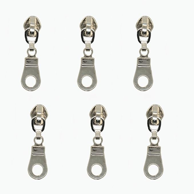 MebuZip 50PCS Silver Pulls for #5 Nylon Coil Zippers Silver Zipper Sliders for Luggages Purses Bags