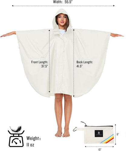 SaphiRose Unisex Rain Poncho Hooded Waterproof Raincoat for Adults Women