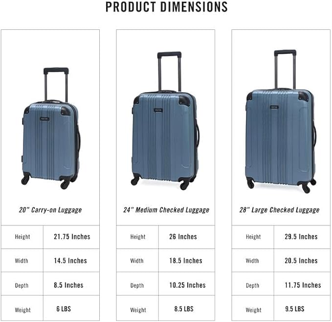 Kenneth Cole REACTION Out of Bounds Lightweight Hardshell 4-Wheel Spinner Luggage, Granite Blue, 28-Inch Checked
