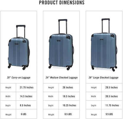 Kenneth Cole REACTION Out of Bounds Lightweight Hardshell 4-Wheel Spinner Luggage, Granite Blue, 28-Inch Checked