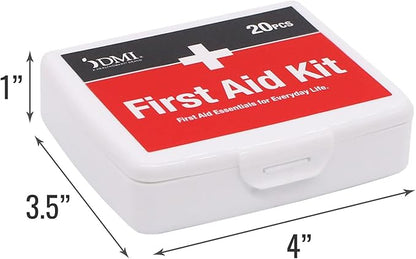 DMI First-Aid Kit, Mini 20-Piece Kit, Small and Compact All-Purpose Use for Minor Cuts and Scrapes, Durable Water-Resistant Case, Convenient and Portable, FSA & HSA Eligible
