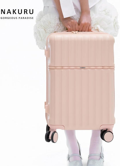 20 Inch Hardside Carry-On Luggage with Spinner Wheels, TSA Lock, Double Zippers, Thick PC Shell, Lightweight Travel Suitcase for Business, Weekend, and International Trips(Pink)