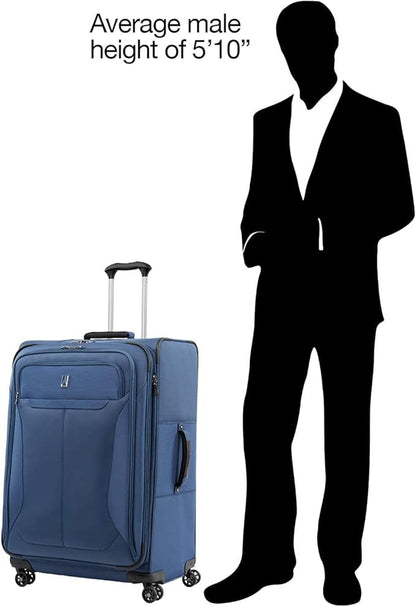 Travelpro Tourlite Softside 29" Expandable Luggage with 4 Spinner Wheels, Lightweight Suitcase, Checked Large, Blue