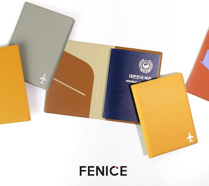 Fenice Plain Simple Passport Cover Holder Wallet Case for Travel Essential RFID Blocking Vegan Leather Waterproof (PINK)