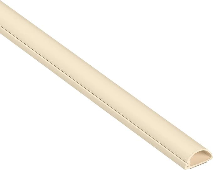 D-Line Half Round Cord Hider, Patented Cable Cover, Hide TV Wall Mount Wires, Raceway for Cords, Decorative Wire Covers, Paintable, Adhesive Cable Concealer, 1x 0.78in W x 0.39in H x 39in L, Beige