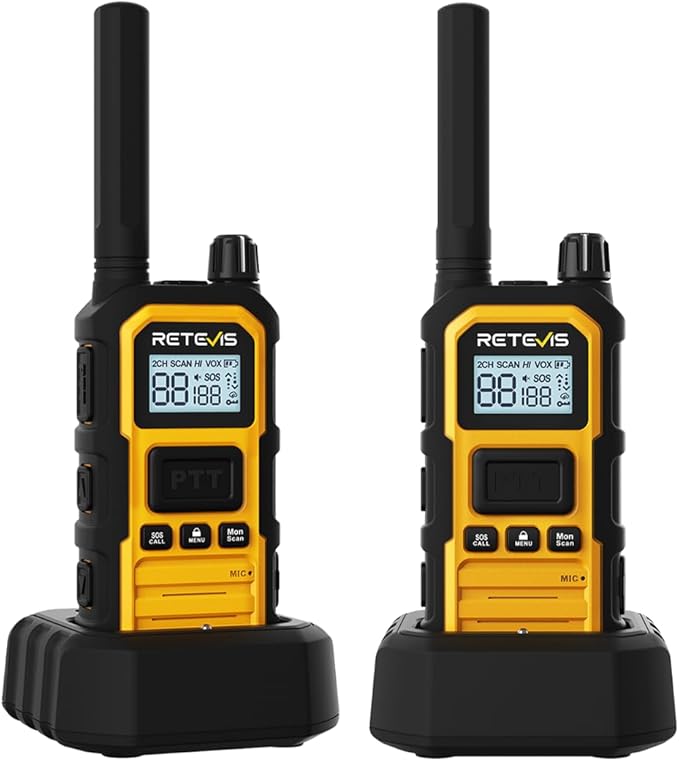 Retevis RB48 Plus Heavy Duty Walkie Talkies with Earpiece, IP67 Waterproof Two Way Radios, Long Range 2 Way Radio, Group Call, VOX, SOS, NOAA (4 Pack)