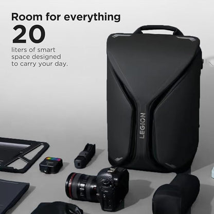 Lenovo Legion 16-inch Armored Gaming Backpack GB900, 20L Capacity, Water-Resistant, Beathable & Ergonomic Shoulder Straps, Multiple Pockets, Black