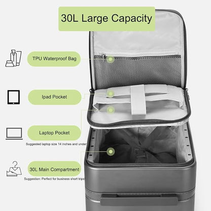 UNIKER Laptop Briefcase with Cup Holder,Small Rolling Suitcase for Work,Carry On Luggage 17x12x10,16 Inch Suitcases with 4 Spinner Wheels,Rolling Teacher Bag Grey