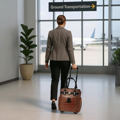 JKM & Company Rolling Laptop Bag for Women | Designer Wheeled Briefcase | Fits 13-17" Laptops | Office Travel Computer Case