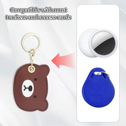 Leather Keychain Case Holder Compatible with Apple AirTag, GPS Airtag Keychain Finder Tracker with Key Ring, Anti-Scratch Protective Air Tag Cover