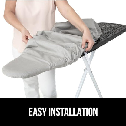 GORILLA GRIP The Original Ironing Board Cover and Pad, Silicone Coating, Thick Scorch Resistant Padding, Heavy Duty Iron Covers Standard Boards, Hook and Loop Fastener Strap, Silver, 15x54