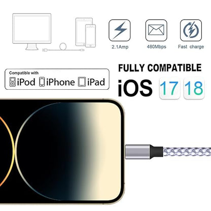 TAKAGI for iPhone Charger, [MFi Certified] Lightning Cable 3PACK 6FT Nylon Braided USB Charging Cable High Speed Transfer Cord Compatible with iPhone 14/13/12/11 Pro Max/XS MAX/XR/XS/X/8/iPad